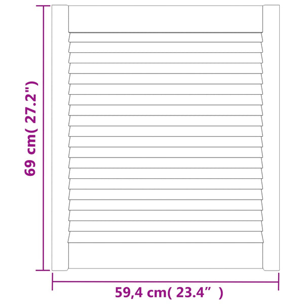 Schranktür Lamellen-Design Weiß 69x59,4 cm Massivholz Kiefer