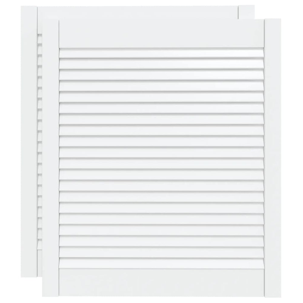 Schranktüren Lamellen-Design 2 Stk. Weiß 69x59,4 cm Massivholz