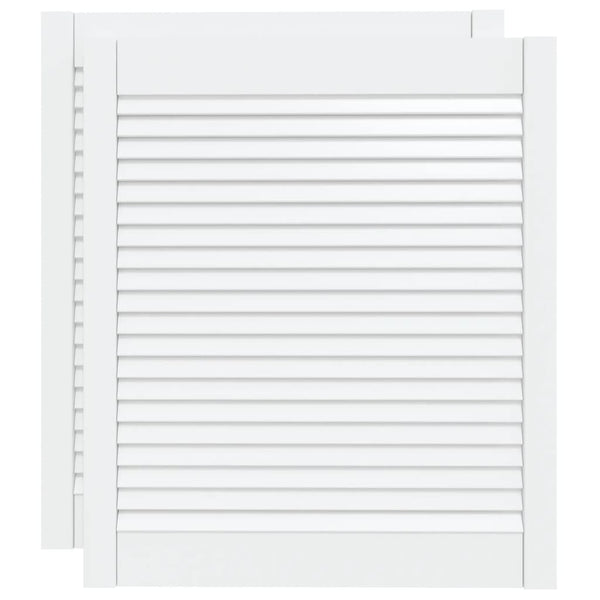Schranktüren Lamellen-Design 2 Stk. Weiß 69x59,4 cm Massivholz