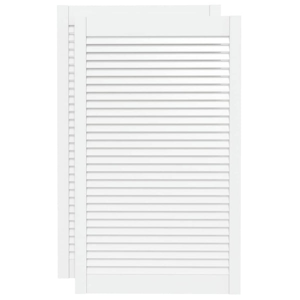 Schranktüren Lamellen-Design 2 Stk Weiß 99,3x59,4 cm Massivholz