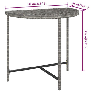 Gartentisch Grau 80x50x75 cm Poly Rattan