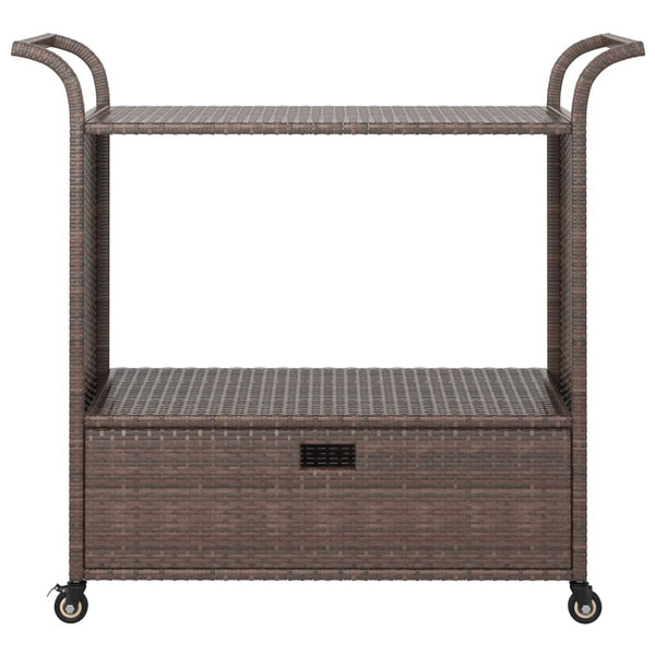 Barwagen mit Schublade Braun 100x45x97 cm Poly Rattan