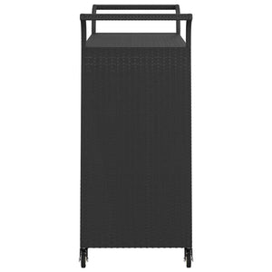Barwagen mit Schublade Schwarz 100x45x97 cm Poly Rattan