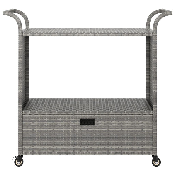 Barwagen mit Schublade Grau 100x45x97 cm Poly Rattan