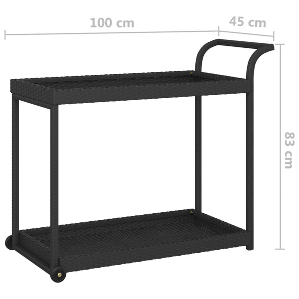vidaXL Desserte de jardin noir 100x45x83 cm en résine tressée