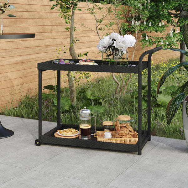 vidaXL Desserte de jardin noir 100x45x83 cm en résine tressée