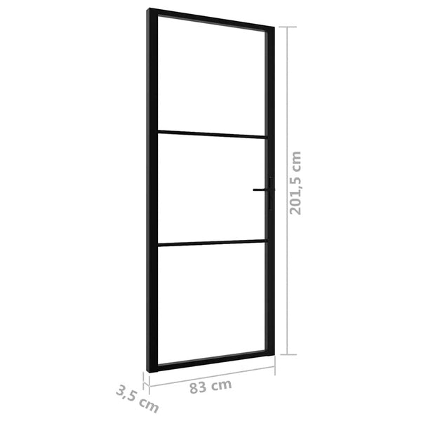 Innentür ESG Glas und Aluminium 83x201,5 cm Schwarz