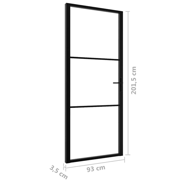 Innentür ESG Glas und Aluminium 93x201,5 cm Schwarz