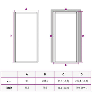 Innentür ESG Glas und Aluminium 93x201,5 cm Schwarz