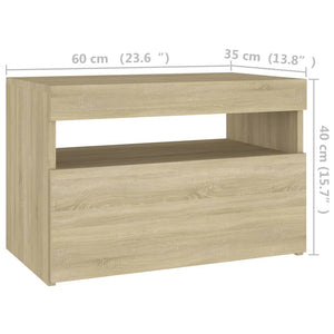 Nachttisch LED-Leuchten Sonoma-Eiche 60x35x40cm Holzwerkstoff