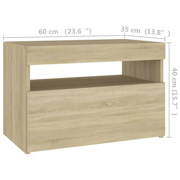 Nachttisch LED-Leuchten Sonoma-Eiche 60x35x40cm Holzwerkstoff