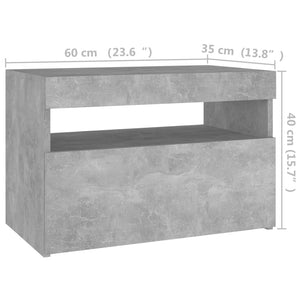 Nachttisch mit LED-Leuchten Betongrau 60x35x40 cm
