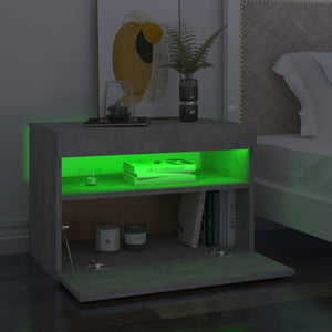 Nachttische mit LED-Leuchten 2 Stk. Betongrau 60x35x40 cm