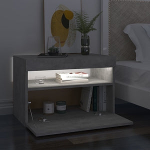 Nachttische mit LED-Leuchten 2 Stk. Betongrau 60x35x40 cm