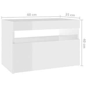 Nachttische mit LED-Leuchten 2 Stk. Hochglanz-Weiß 60x35x40cm