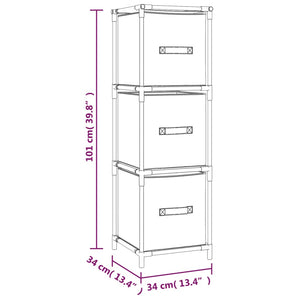 Lagerschrank Grau mit 3 Stoffschubladen