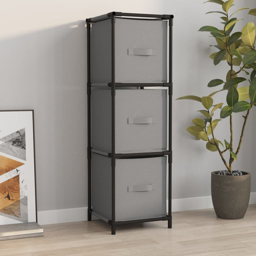Lagerschrank Grau mit 3 Stoffschubladen