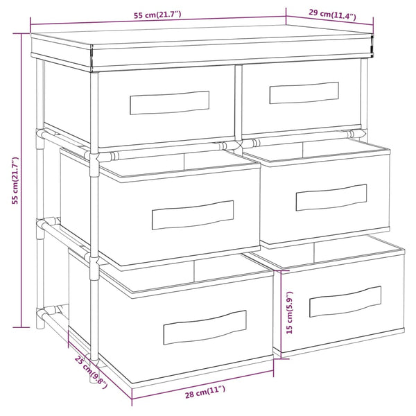 Lagerschrank Creme mit 6 Schubladen