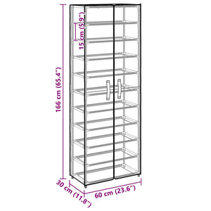 Grauer Schuhschrank Stoff 60x30x166 cm