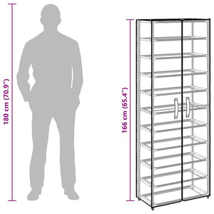 Grauer Schuhschrank Stoff 60x30x166 cm