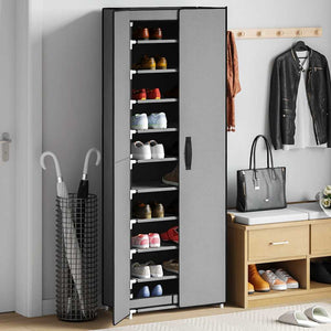 Grauer Schuhschrank Stoff 60x30x166 cm