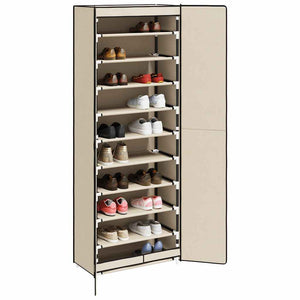vidaXL Armoire à chaussures en tissu crème 60x30x166 cm