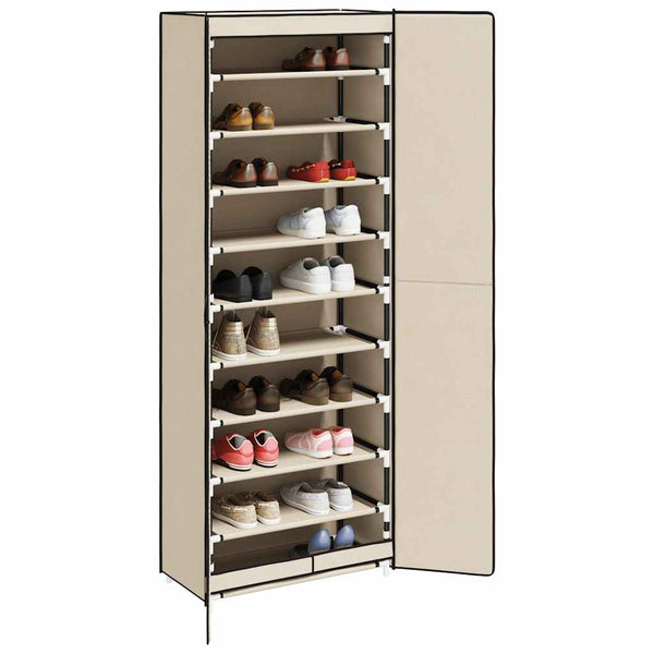 vidaXL Armoire à chaussures en tissu crème 60x30x166 cm