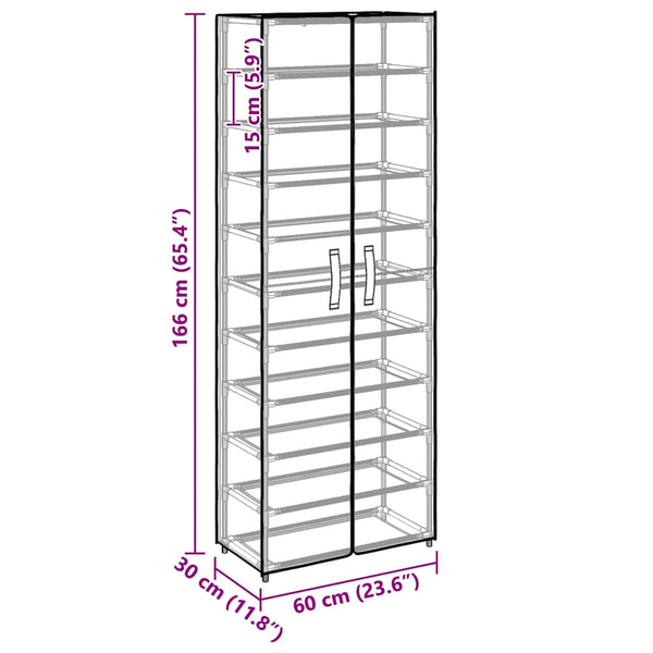 vidaXL Armoire à chaussures en tissu crème 60x30x166 cm