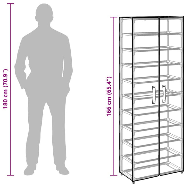 vidaXL Armoire à chaussures en tissu crème 60x30x166 cm