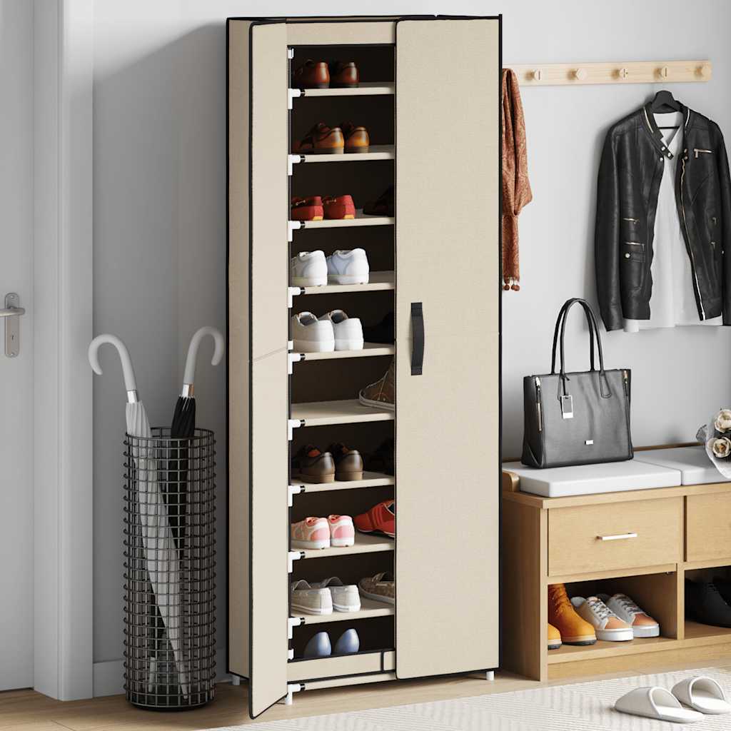 vidaXL Armoire à chaussures en tissu crème 60x30x166 cm