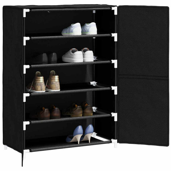 Schuhschrank Schwarz Stoff 60x28x90cm