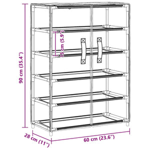 Grauer Schuhschrank Stoff 60x28x90 cm