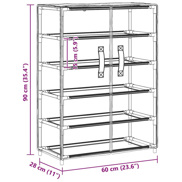 Grauer Schuhschrank Stoff 60x28x90 cm