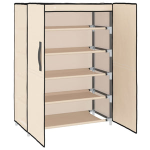 Schuhschrank Creme Stoff 60x28x90cm