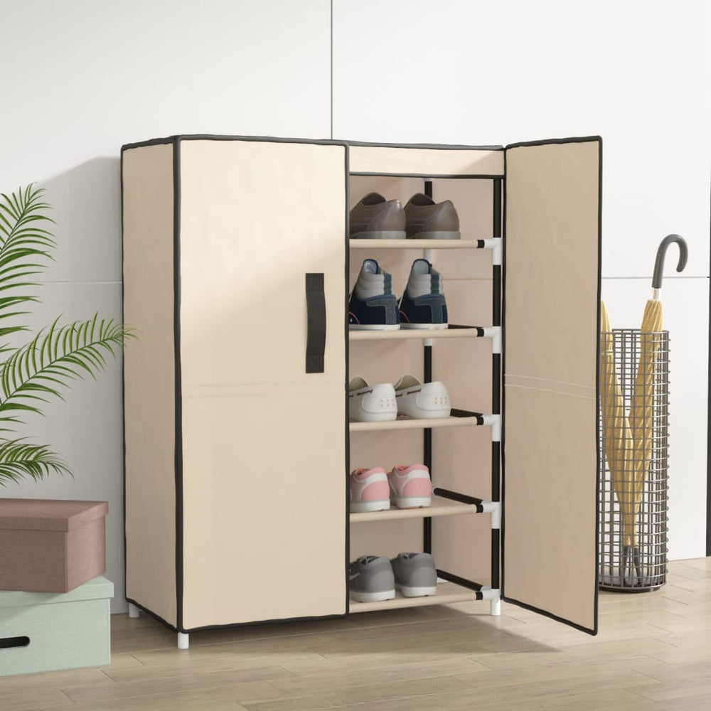 Schuhschrank Creme Stoff 60x28x90cm