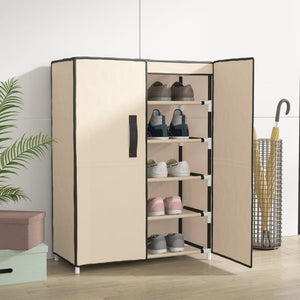 Schuhschrank Creme Stoff 60x28x90cm
