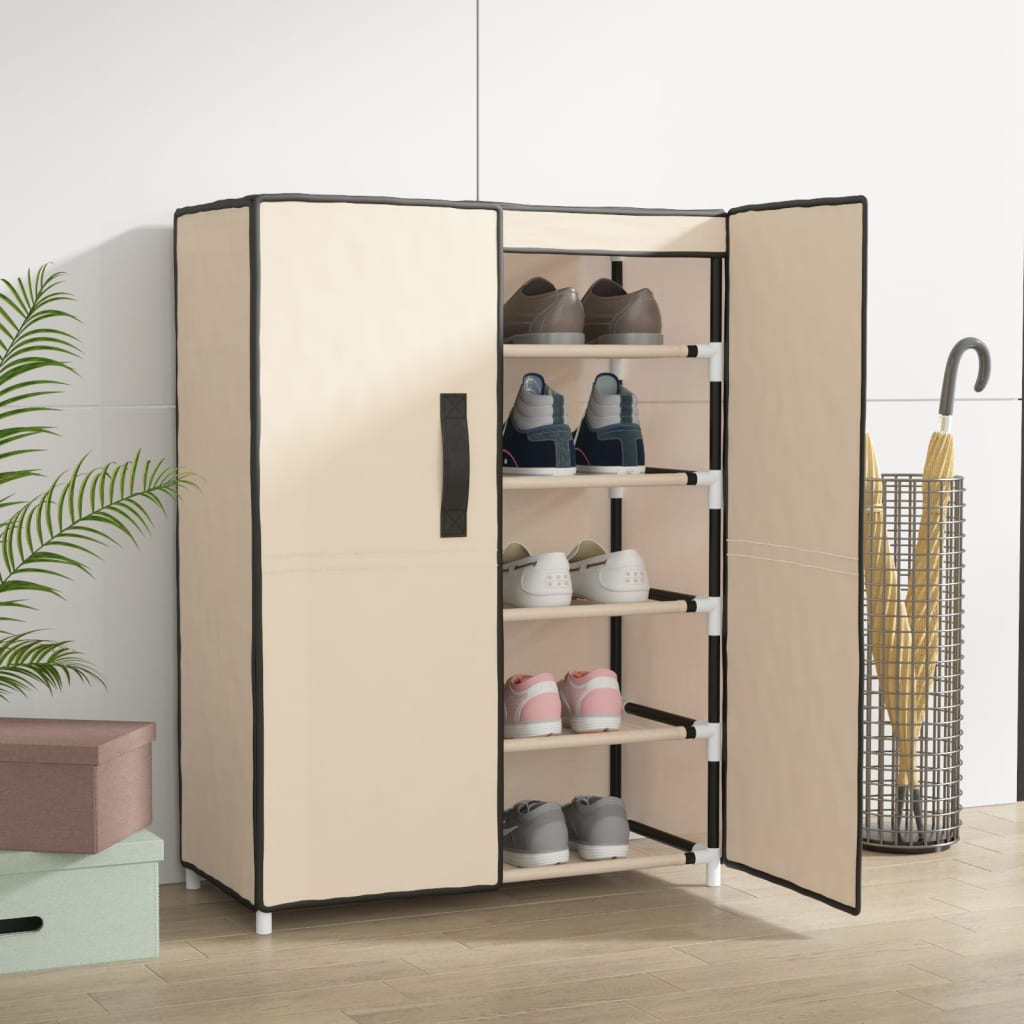 Schuhschrank Creme Stoff 60x28x90cm