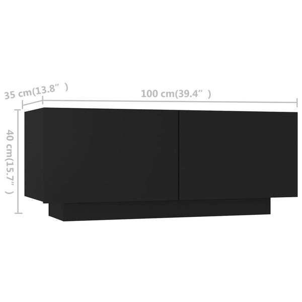 TV-Schrank mit LED-Leuchten Schwarz 200x35x40 cm