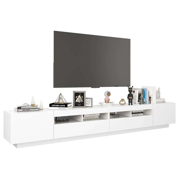 TV-Schrank mit LED-Leuchten Weiß 260x35x40cm