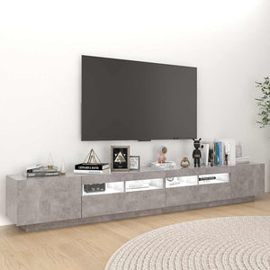Meuble TV vidaXL avec lumières LED gris béton 260x35x40 cm