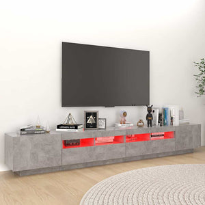 Meuble TV vidaXL avec lumières LED gris béton 260x35x40 cm