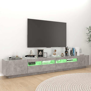Meuble TV vidaXL avec lumières LED gris béton 260x35x40 cm