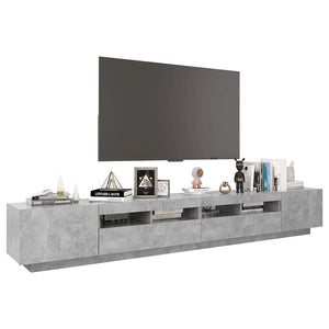 Meuble TV vidaXL avec lumières LED gris béton 260x35x40 cm