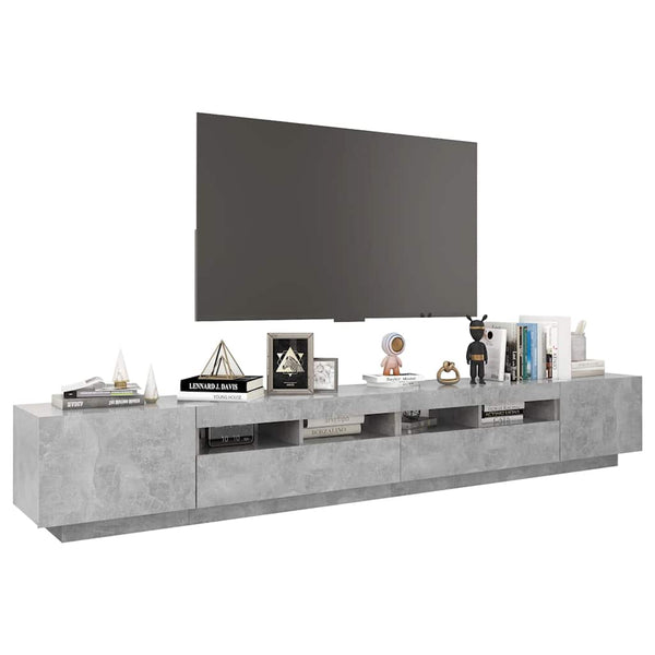 Meuble TV vidaXL avec lumières LED gris béton 260x35x40 cm