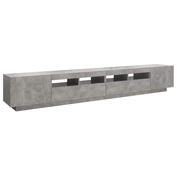 Meuble TV vidaXL avec lumières LED gris béton 260x35x40 cm