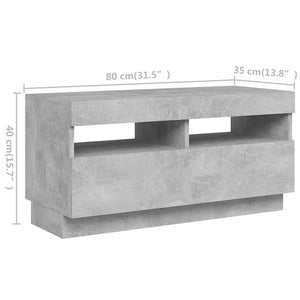Meuble TV vidaXL avec lumières LED gris béton 260x35x40 cm