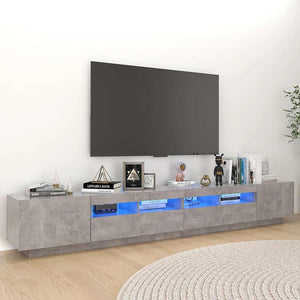 Meuble TV vidaXL avec lumières LED gris béton 260x35x40 cm