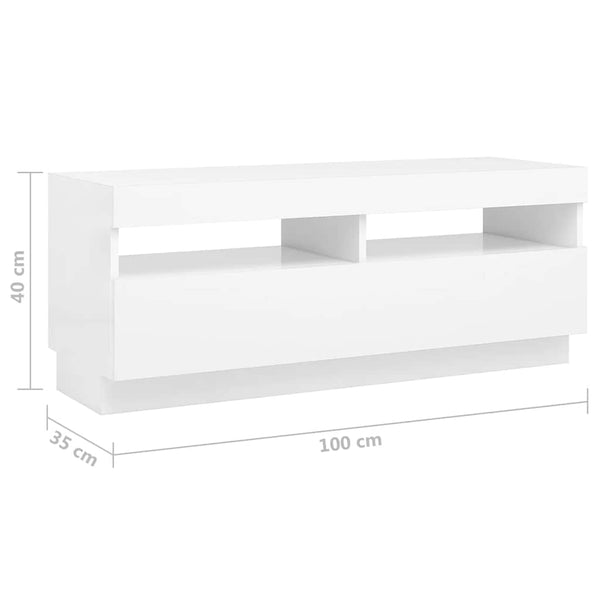 TV-Schrank mit LED-Leuchten Weiß 300x35x40 cm