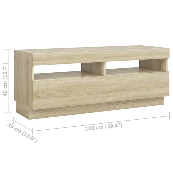 TV-Schrank mit LED-Leuchten Sonoma-Eiche 300x35x40 cm