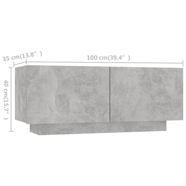 TV-Schrank mit LED-Leuchten Betongrau 300x35x40 cm